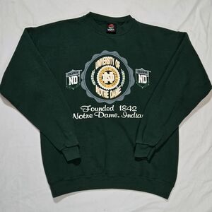 Vintage Y2K Sports Notre Dame Green Sweater Size L